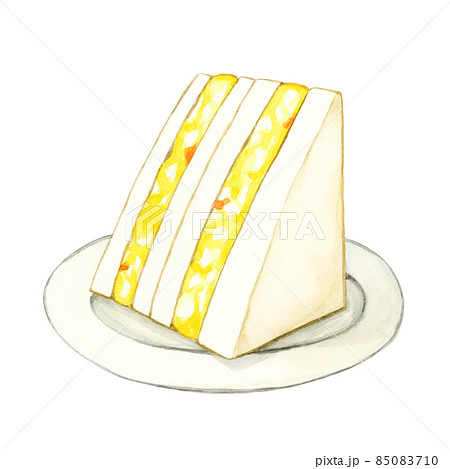 卵サンド 手描き水彩画 のイラスト素材