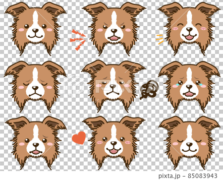 ボーダーコリー（レッド＆ホワイト）の表情顔アイコンのイラスト素材