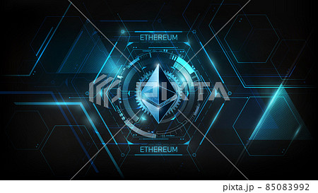 Ethereum digital currency, futuristic digital money NFT, blue technology worldwide network concept, vector illustration 85083992