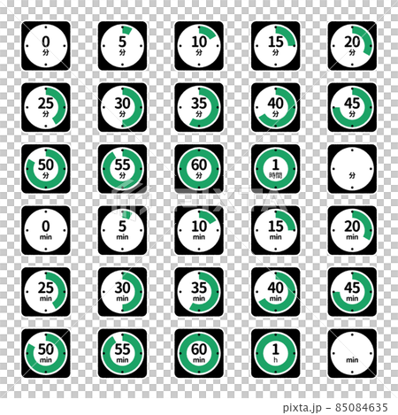 計時器圖標（以 5 分鐘為增量，0-60 分鐘） 85084635