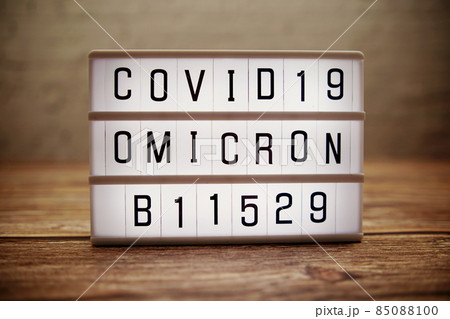 Covid19 Omicron B11529 alphabet letter in Lightbox on wooden and old brick background Covid19 Omicron B11529 alphabet letter in Lightbox on wooden and old brick background 85088100