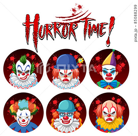 Horror time with different creepy clown characters 85088299