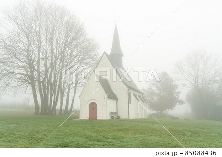 Desert Chapel in Gooik whit fog Desert Chapel in Gooik whit fog 85088436