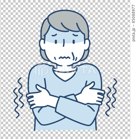 寒くて震えているシニア女性 85088977