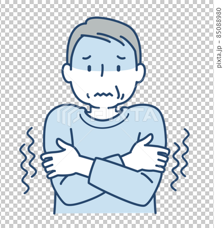 寒くて震えているシニア男性 寒くて震えているシニア男性 85088980