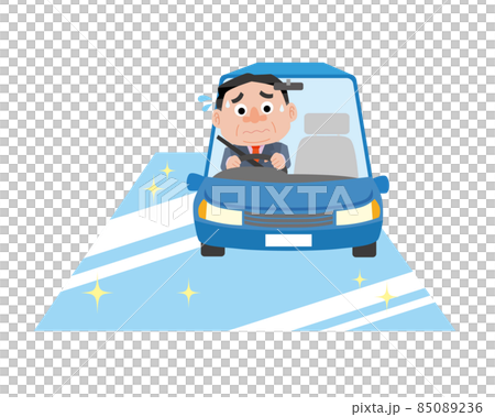 路面凍結で運転が不安な男性 路面凍結で運転が不安な男性 85089236
