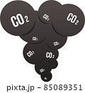Clouds of dark smoke and CO2 lettering. 85089351