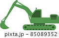 Silhouette of an industrial excavator in green. 85089352