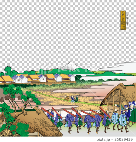 葛飾北斎イメージ従千住花街眺望ノ不二題名入り明るいバージョン正方形白バック 葛飾北斎イメージ従千住花街眺望ノ不二題名入り明るいバージョン正方形白バック 85089439