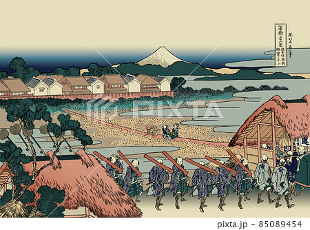 葛飾北斎イメージ従千住花街眺望ノ不二題名入り 85089454