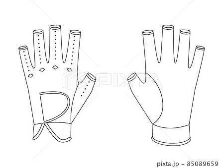 ゴルフ グローブ 指先カット 女性用 左手 テンプレート 表裏 白 のイラスト素材