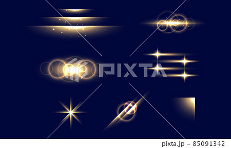 Pack of golden transparent light lens flares streaks Pack of golden transparent light lens flares streaks 85091342