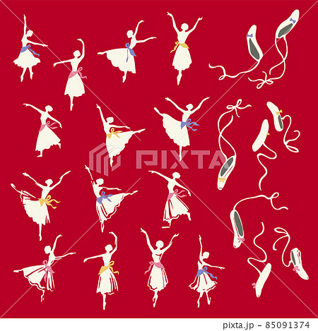 印象的にシンプルに描いたバレリーナイラスト, 85091374