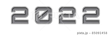 The year 2022 written in silver metal perforated 85091458