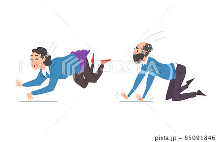 Elderly Man and Woman Stumbling and Falling Down by Accident Vector Set Elderly Man and Woman Stumbling and Falling Down by Accident Vector Set 85091846