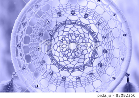 Handmade dream catcher with feathers threads and beads rope in very peri trendy color of the year 2022. 85092350