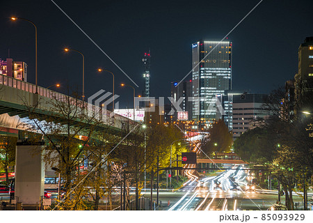 《愛知県》名古屋都市風景　若宮大通の夜景 85093929