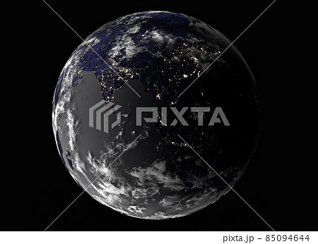 真夜中の地球の街の明かりの3DCG 85094644