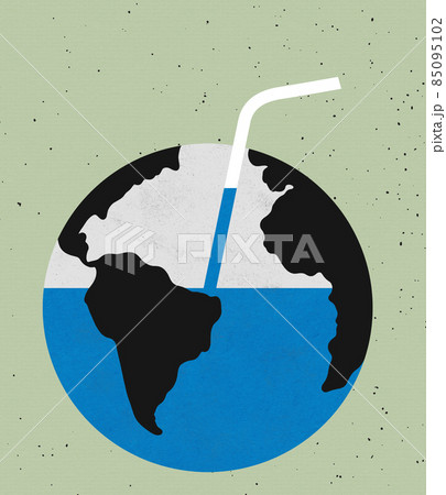 Contemporary art collage, modern creative design. Idea, inspiration, saving environment, ecology, eco, warming of the Earth's climate. 85095102