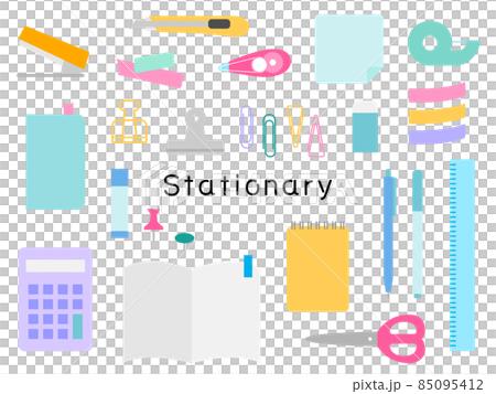 文房具セット　カラフル　イラスト 85095412