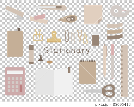 文房具セット　ナチュラル　イラスト 85095413