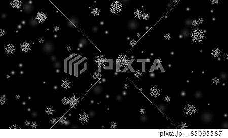 雪の結晶が降る背景 黒背景 のイラスト素材