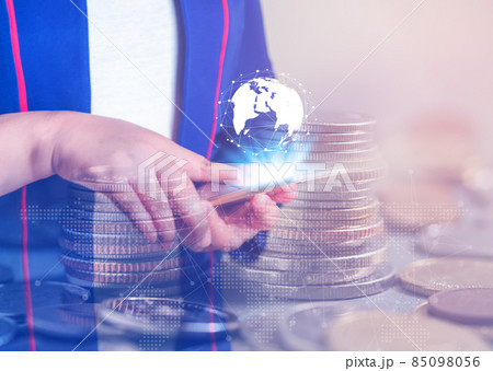 Business women with smartphone mobile on blurred background 85098056