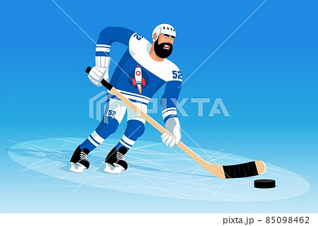 Hockey Player In Blue Uniform During The Matchのイラスト素材
