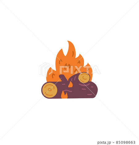 Bonfire with wooden blocks, cartoon flat vector illustration isolated on white background. Bonfire with wooden blocks, cartoon flat vector illustration isolated on white background. 85098663