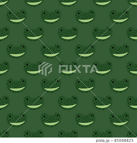 Frog pattern seamless in freehand style. Head predator on colorful background. Vector illustration for textile. Frog pattern seamless in freehand style. Head predator on colorful background. Vector illustration for textile. 85098825