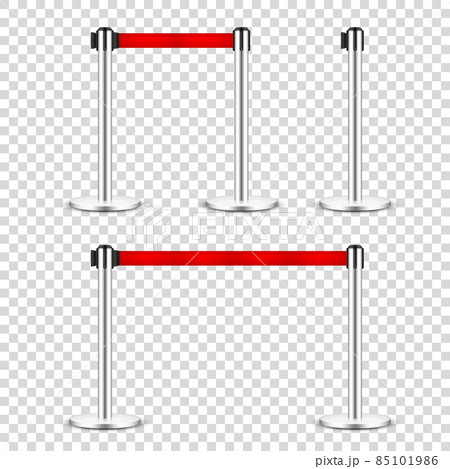Realistic retractable belt stanchion on transparent background. Crowd control barrier posts with Realistic retractable belt stanchion on transparent background. Crowd control barrier posts with 85101986