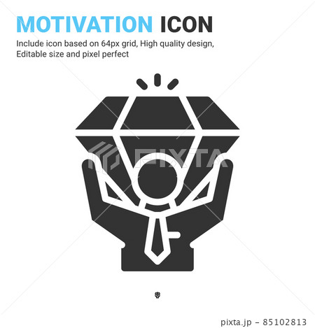 Self motivation idea icon vector with glyph style isolated on white background. Vector illustration goals sign symbol icon concept for business, finance, industry, company, apps and project Self motivation idea icon vector with glyph style isolated on white background. Vector illustration goals sign symbol icon concept for business, finance, industry, company, apps and project 85102813