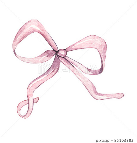 Watercolor Provence cute pink bow. Isolated on white background. Hand drawn illustration. For valentine or birthday cards, linen, textile, save the date, greetings design, wedding design. Logo. Watercolor Provence cute pink bow. Isolated on white background. Hand drawn illustration. For valentine or birthday cards, linen, textile, save the date, greetings design, wedding design. Logo. 85103382