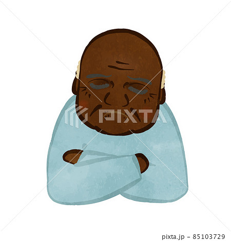 悩んでいる正面上半身のおじいさん アフリカンアメリカンVer 悩んでいる正面上半身のおじいさん アフリカンアメリカンVer 85103729