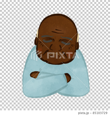 悩んでいる正面上半身のおじいさん アフリカンアメリカンVer 悩んでいる正面上半身のおじいさん アフリカンアメリカンVer 85103729