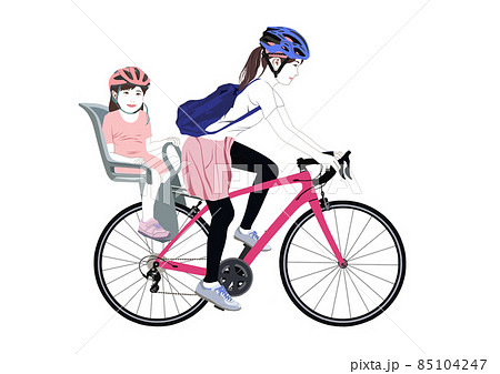 母親と娘で自転車イラスト 85104247