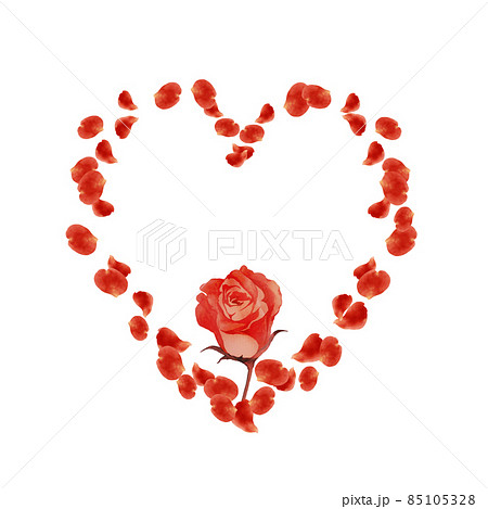 薔薇の花びら ハートフレームのイラスト素材