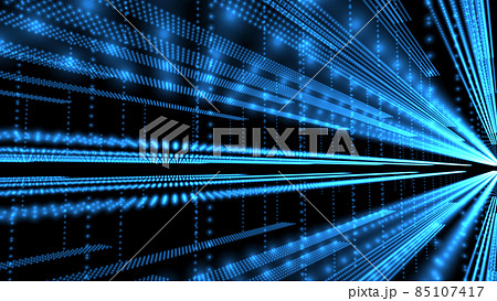 技術的特異点に向かって集まる光の軌跡。進歩を続けるデジタルテクノロジーを表すコンセプト。 85107417