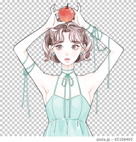 頭にリンゴをのせてる女の子 85108405