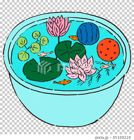 Water lily bowl with killifish and floating balls 85109228