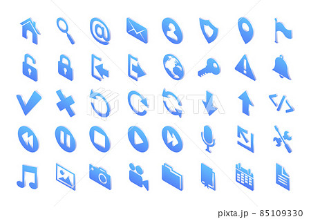 Isometric web icons of mail, search, home 85109330