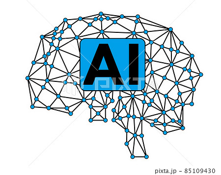 ジオメトリックの頭脳のイラスト アイコン Ai 人工知能 テクノロジーイメージ グラフィック素材のイラスト素材