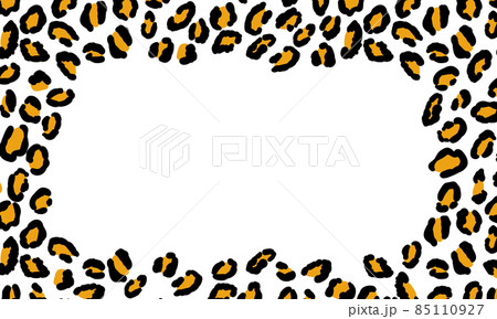 Black and white frame with modern ornament of stylized leopard skin. Squared pattern for poster. Decorative abstract border with animal ornament. Trendy leather skin. Copy space. Vector illustration Black and white frame with modern ornament of stylized leopard skin. Squared pattern for poster. Decorative abstract border with animal ornament. Trendy leather skin. Copy space. Vector illustration 85110927