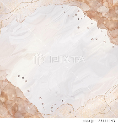 アルコールインクアート抽象バナー)ニュートラルな油絵背景に金色グリッターとマーブル模様 正方形 上品 アルコールインクアート抽象バナー)ニュートラルな油絵背景に金色グリッターとマーブル模様 正方形 上品 85111143