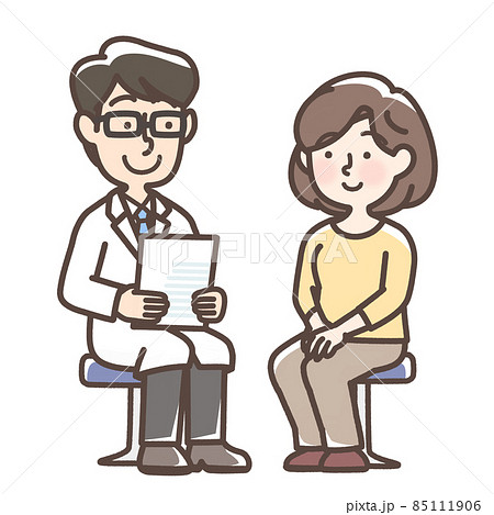 医師に話を聞く女性 医師に話を聞く女性 85111906