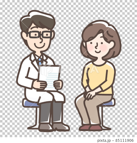 医師に話を聞く女性 医師に話を聞く女性 85111906