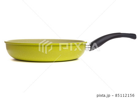 frying pan on white background side view, empty salad pan, cooking concept frying pan on white background side view, empty salad pan, cooking concept 85112156