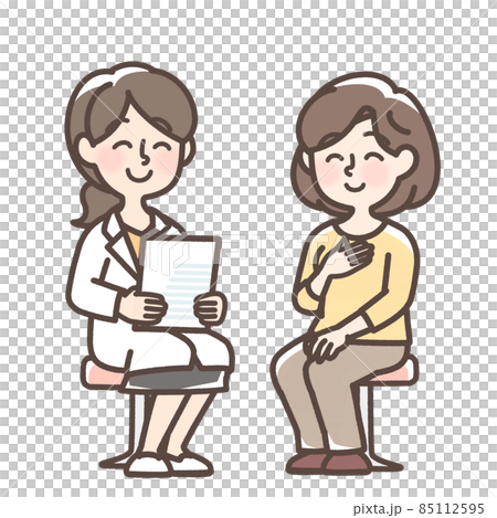 医師に話を聞く女性 医師に話を聞く女性 85112595
