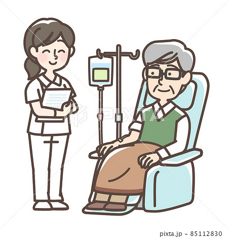 点滴を受けている男性と看護師 85112830