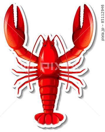 Red lobster cartoon sticker - Stock Illustration [85112946] - PIXTA
